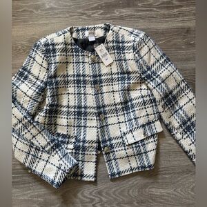 Suzy Shier Blue and White Plaid Blazer